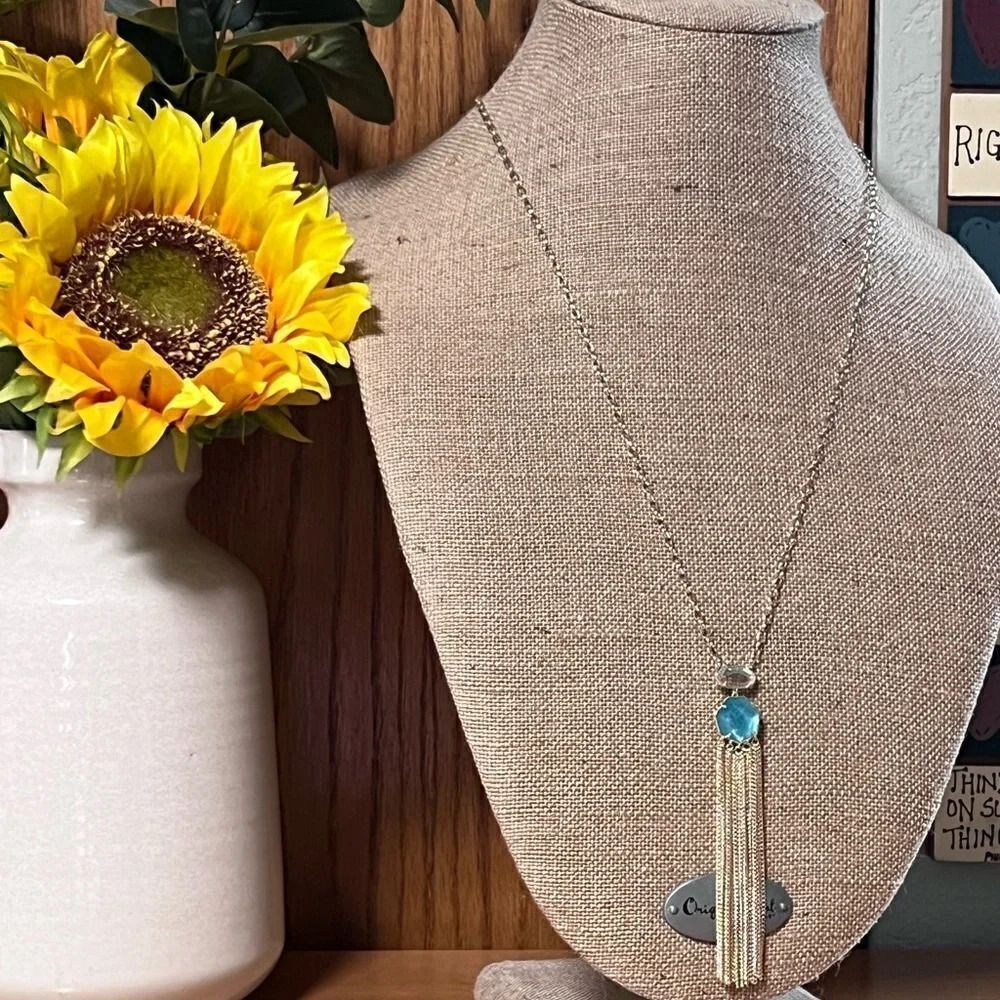 NWT Kendra Scott Gold & Blue Tae Pendant Necklace #KSNK